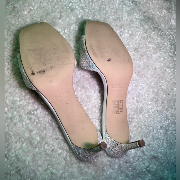 Rachel Zoe Square-Toe Holo-Glitter Strap Heel | White Size 9 - Picture 7 of 8